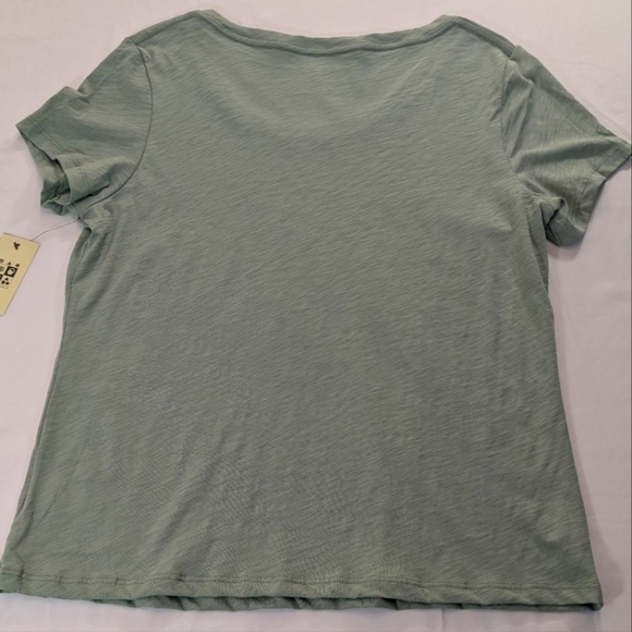 Michael Michael Kors Olive Green Ruffle/Flutter Sleeve Gold Zip Top Size Medium - Picture 2 of 12